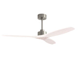 Ventilador de techo LedsC4 Stem Evo níquel satinado palas blancas motor DC Ø122cm VE-0114-SBL