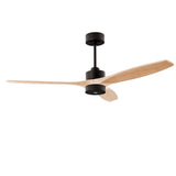 Ventilador de techo LedsC4 Stem Evo play negro palas madera clara motor DC Ø132cm VE-0118-NFC