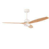 Ventilador de techo LedsC4 Stem Evo play blanco con palas de madera clara motor DC Ø122cm VE-0120-BFC