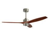 Ventilador de techo LedsC4 Stem Evo play níquel satinado palas madera oscura motor DC Ø122cm VE-0120-SFF