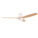 Ventilador de techo LedsC4 Stem Evo tube play blanco con palas de madera clara motor DC Ø122cm VE-0121-BFC