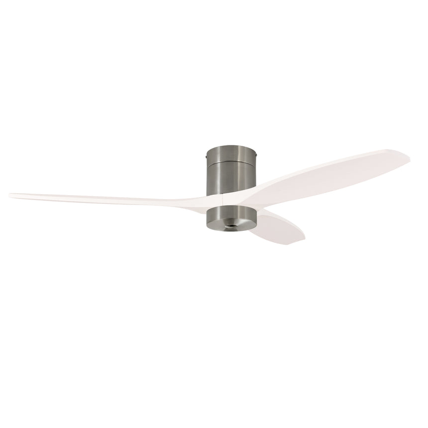 Ventilador de techo LedsC4 Stem Evo tube play níquel satinado palas blancas motor DC Ø122cm VE-0121-SBL
