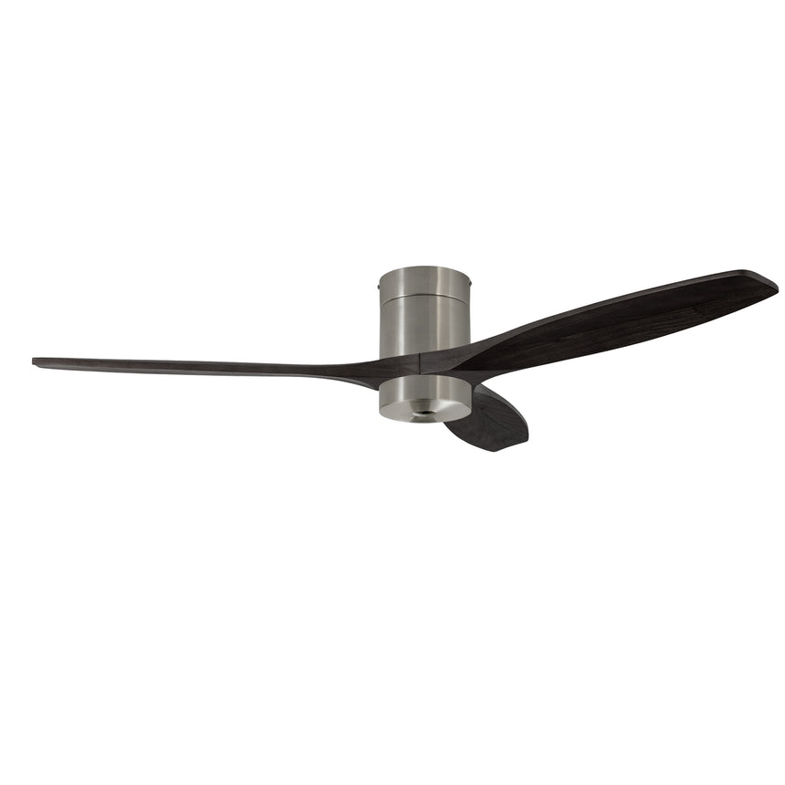 Ventilador de techo LedsC4 Stem Evo tube play níquel satinado palas negras motor DC Ø122cm VE-0121-SNE