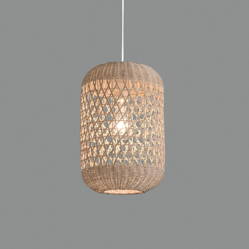 ACB Vivian Lámpara de techo colgante 3931/25 Ratán Natural, Kit Blan. Text., LED E27 15W, C3931081NA