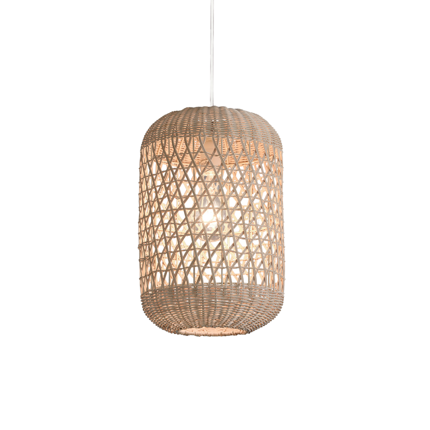 ACB Vivian Lámpara de techo colgante 3931/25 Ratán Natural, Kit Blan. Text., LED E27 15W, C3931081NA