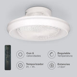 GSC Bhoor Ventilador plafón rotativo con luz CCT regulable y mando Ø50 7 aspas DC Blanco 300005080