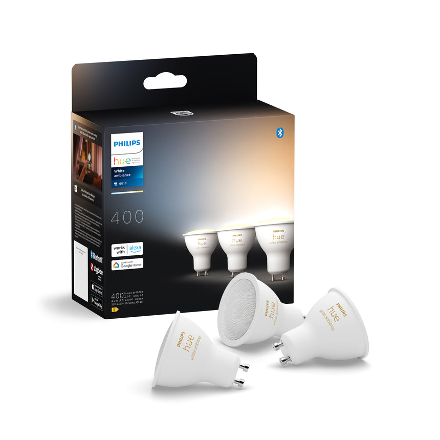 Philips Hue Bombilla dicroica White Ambiance GU10 4,2W 872016923009500 (3 uds) 400lm