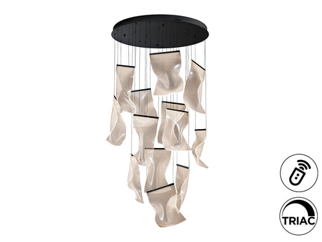 Lámpara de techo colgante Schuller Velos grande 13 luces negro y micro regulable XXL609654D ambiente