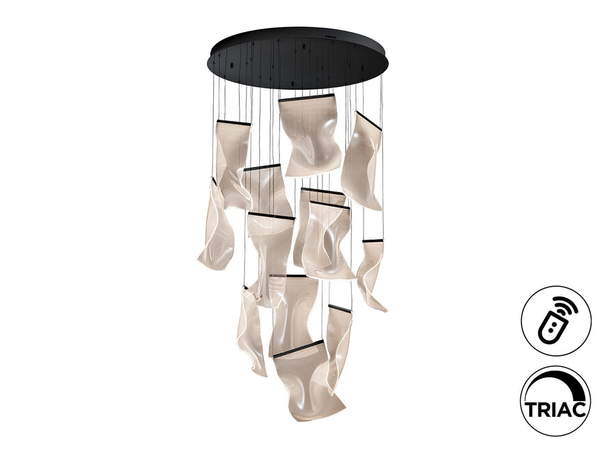 Lámpara de techo colgante Schuller Velos grande 13 luces negro y micro regulable XXL609654D ambiente