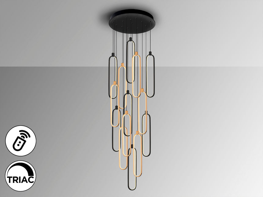 Schuller Colette Lámpara de techo grande 14 luces negro oro rosa regulable 787420D XXL