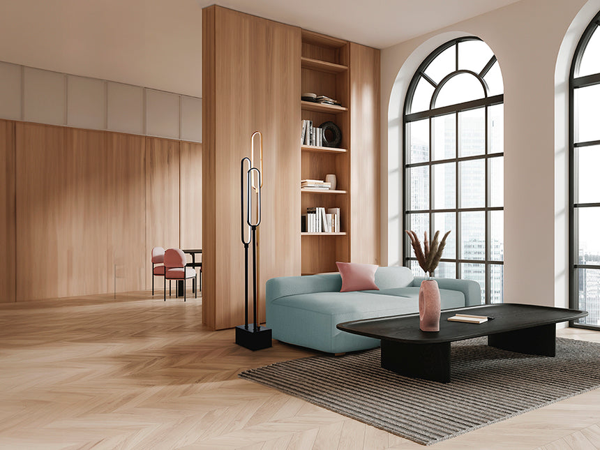 Schuller Colette Lámpara de pie salon 3 luces negro oro rosa XXL787857