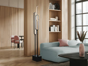 Lámpara de pie de salón Schuller Colette grande LED 3 luces oro rosa y negro 3000K XXL787857