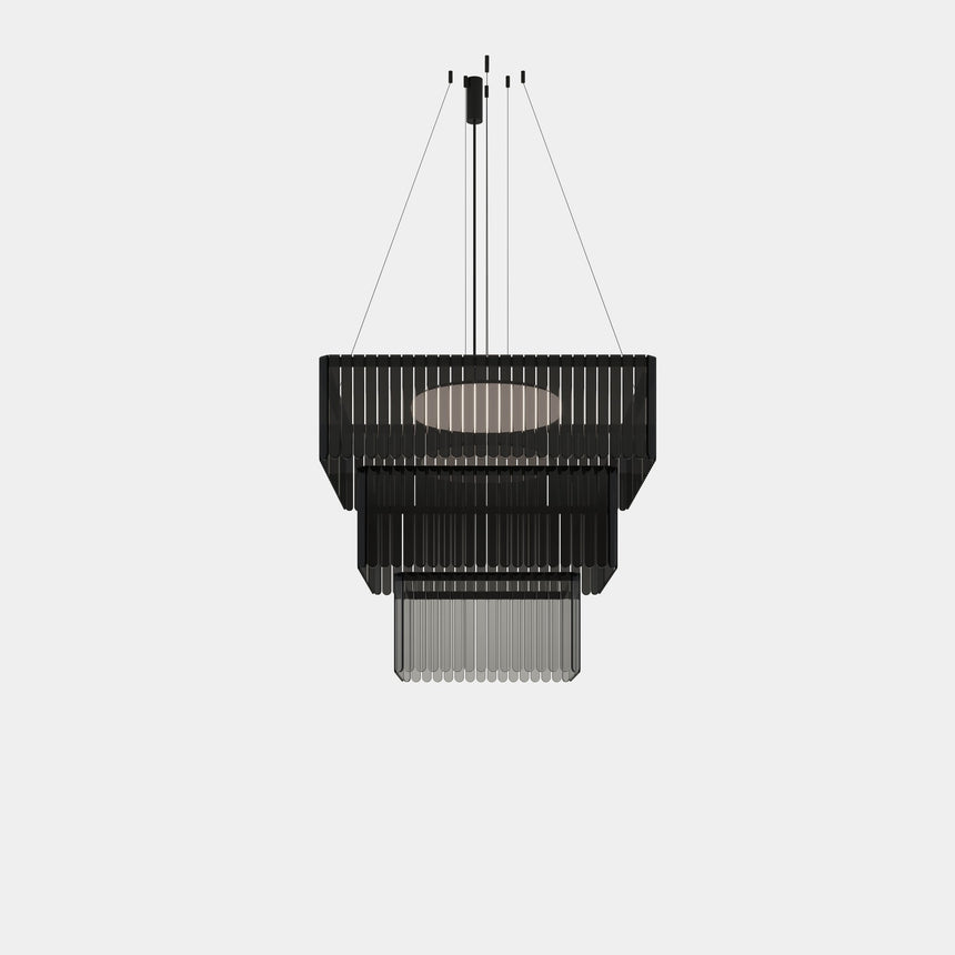 Lámpara de techo colgante LedsC4 Scarlett Square Pendant Chandelier x + x SQPC-CBA-LCLCLD-OSV