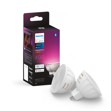 Philips Hue White and Color Ambiance Bombilla dicroica 2 luces RGBW MR16 6,3W 871951449164900