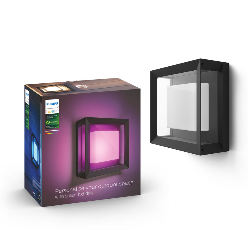 Philips Hue White and Color Ambiance Aplique de pared Econic negro RGBW 15W IP44 1743830P7