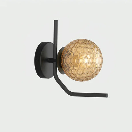 Aplique de pared ACB Maui negro mate con tulipa Parma ámbar facetada