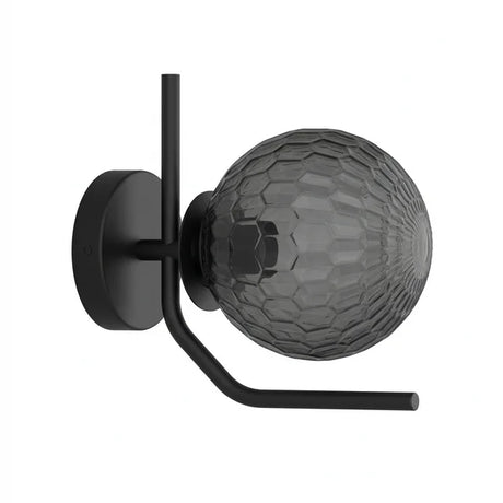 Aplique de pared ACB Maui negro mate con tulipa Parma fumé facetada