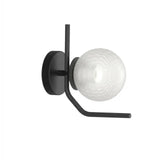 Aplique de pared ACB Maui negro mate con tulipa Parma opal facetada