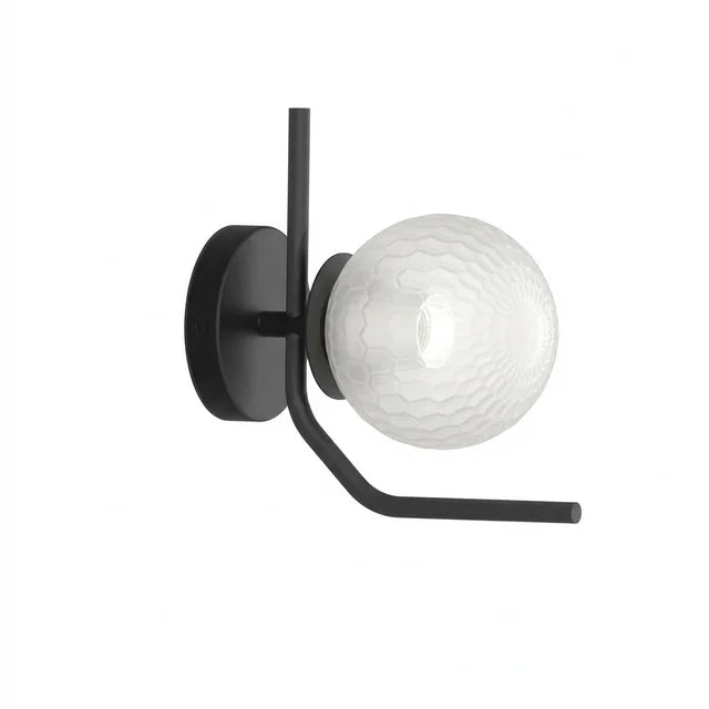 Aplique de pared ACB Maui negro mate con tulipa Parma opal facetada