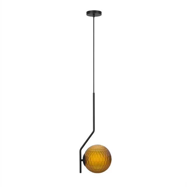 Lámpara colgante ACB Maui negro mate con tulipa Parma ámbar facetada