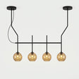 Lámpara colgante 4 luces ACB Maui negro mate con tulipa Parma ámbar facetada