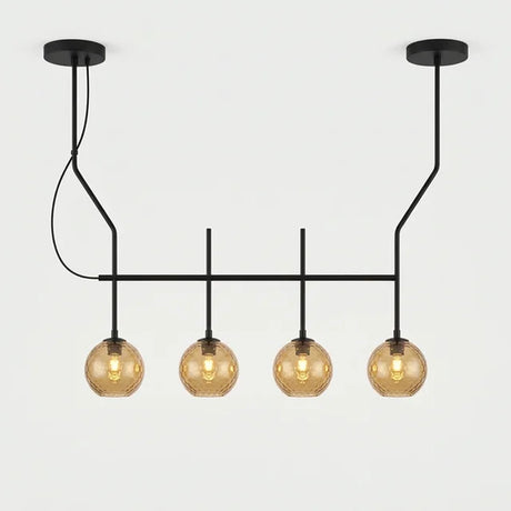 Lámpara colgante 4 luces ACB Maui negro mate con tulipa Parma ámbar facetada