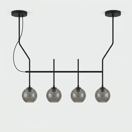 Lámpara colgante 4 luces ACB Maui negro mate con tulipa Parma fumé facetada