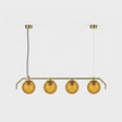 Lámpara colgante 4 luces ACB Maui oro viejo mate con tulipa Parma ámbar facetada