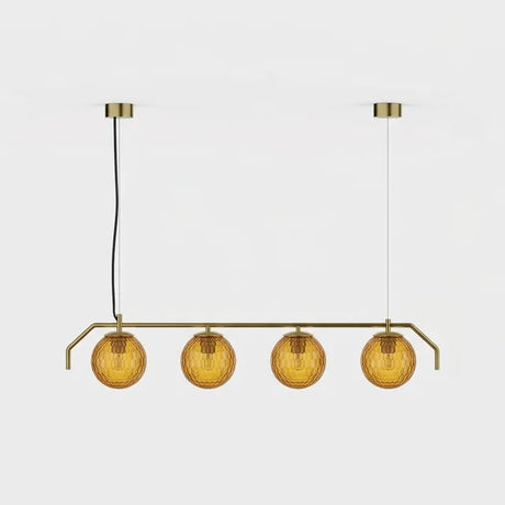 Lámpara colgante 4 luces ACB Maui oro viejo mate con tulipa Parma ámbar facetada