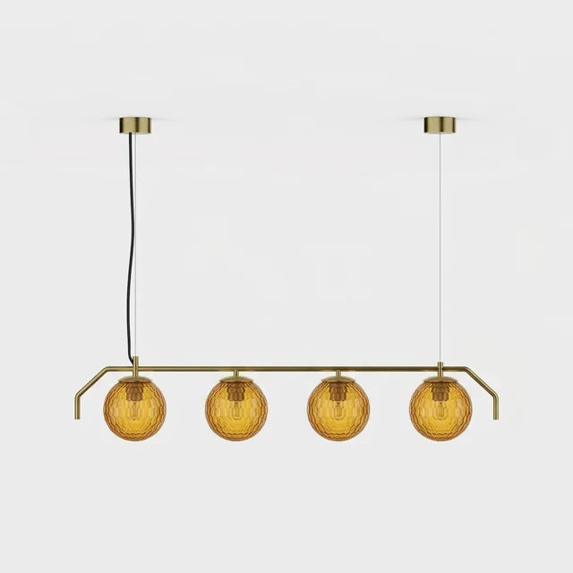 Lámpara colgante 4 luces ACB Maui oro viejo mate con tulipa Parma ámbar facetada