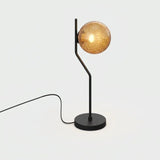 Lámpara de sobremesa ACB Maui negro mate con tulipa Parma ámbar facetada