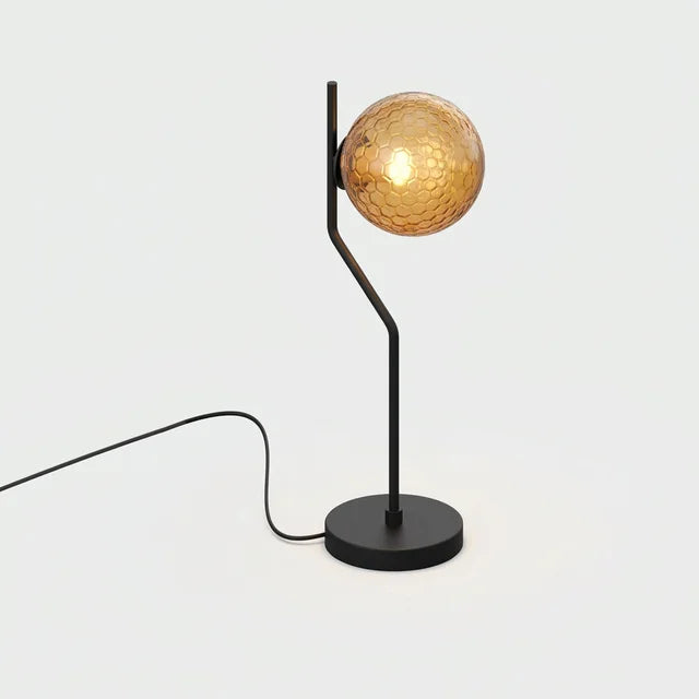 Lámpara de sobremesa ACB Maui negro mate con tulipa Parma ámbar facetada