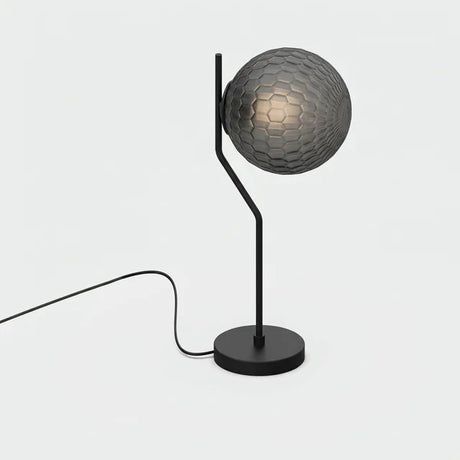 Lámpara de sobremesa ACB Maui negro mate con tulipa Parma fumé facetada