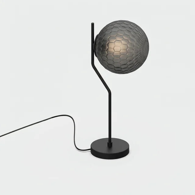 Lámpara de sobremesa ACB Maui negro mate con tulipa Parma fumé facetada