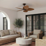 Ventilador de techo con luz Sulion Alma 132cm LED marrón óxido y madera media motor DC — vista 2