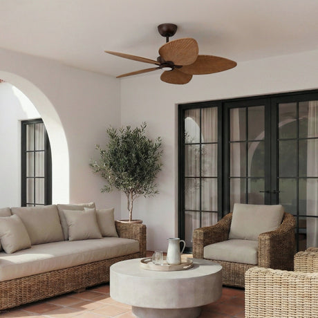 Ventilador de techo con luz Sulion Alma 132cm LED marrón óxido y madera media motor DC — vista 2