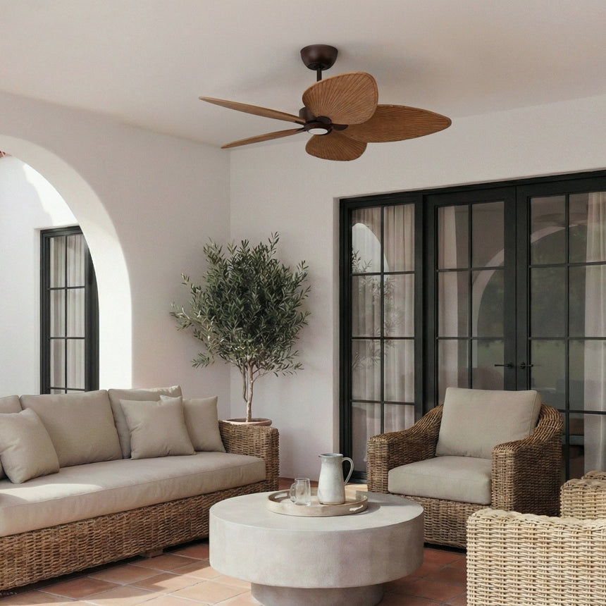 Ventilador de techo con luz Sulion Alma 132cm LED marrón óxido y madera media motor DC — vista 2