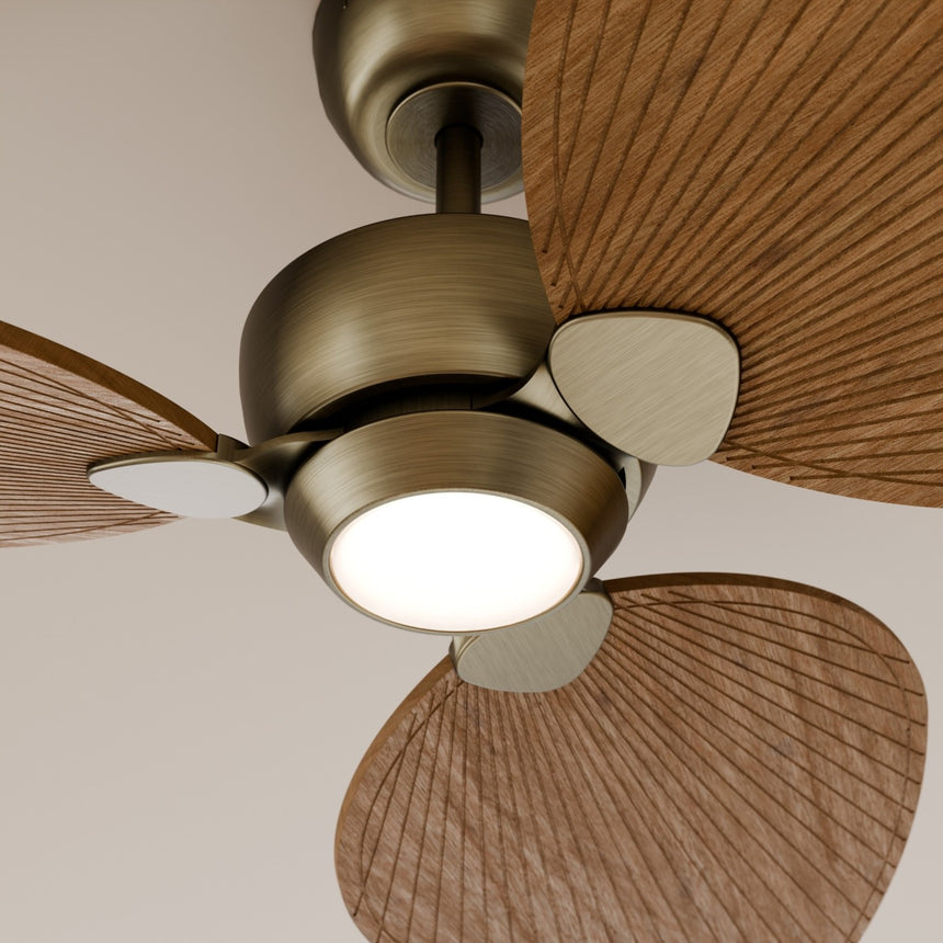 Ventilador de techo con luz Sulion Alma 132cm LED latón y madera media motor DC CCT 2248462 — vista 4