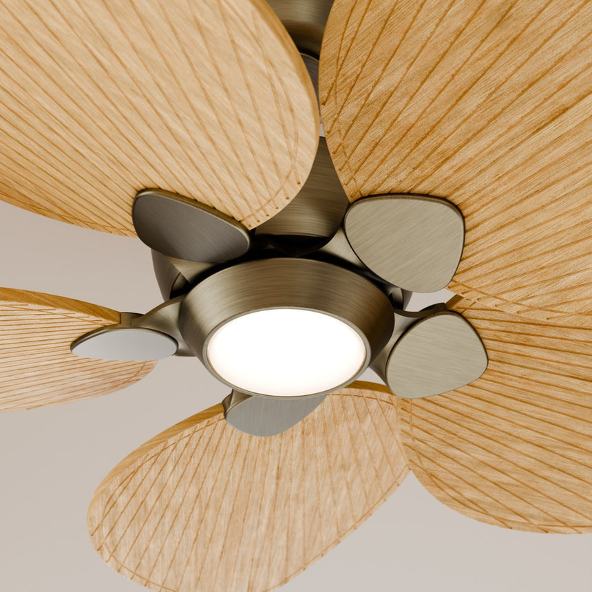 Ventilador de techo con luz Sulion Alma 100cm LED latón y madera clara motor DC CCT — vista 3