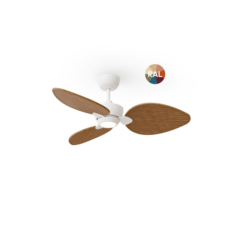 Ventilador de techo con luz Sulion Alma LED madera blanco apto exterior CCT IP44 2308913