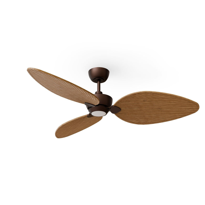 Ventilador de techo con luz Sulion Alma 132cm LED marrón óxido y madera media motor DC — vista 4