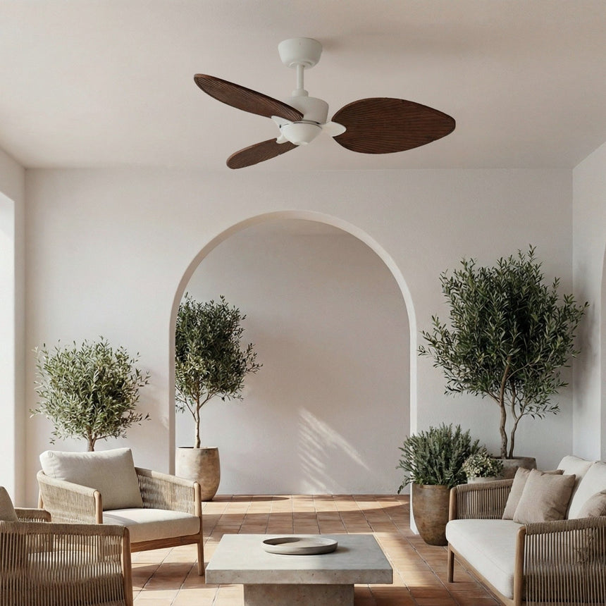 Ventilador de techo con luz Sulion Alma 100cm LED blanco y madera oscura motor DC CCT — vista 2