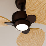 Ventilador de techo con luz Sulion Alma 132cm LED marrón óxido y madera clara motor DC — vista 3