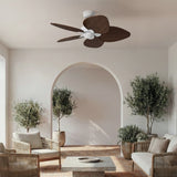 Ventilador de techo con luz Sulion Alma LED madera blanco apto exterior CCT IP44 6W 2309590