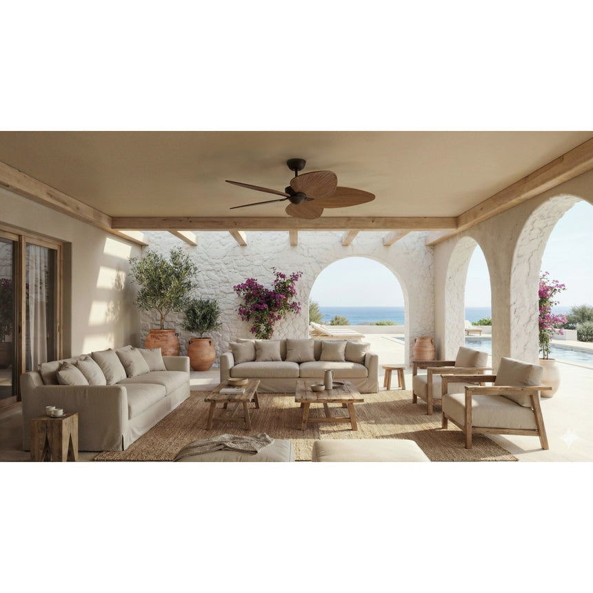 Ventilador de techo con luz Sulion Alma 132cm LED marrón óxido y madera media motor DC — vista 2