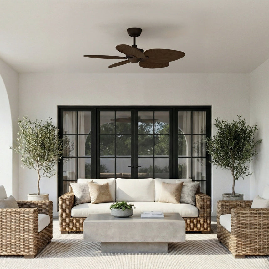 Ventilador de techo con luz Sulion Alma 100cm marrón óxido y madera oscura motor DC — vista 2