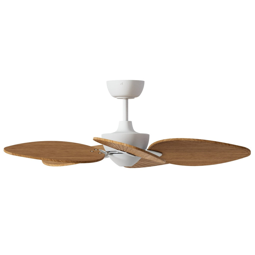 Ventilador de techo con luz Sulion Alma LED madera blanco apto exterior CCT IP44 6W 2309583