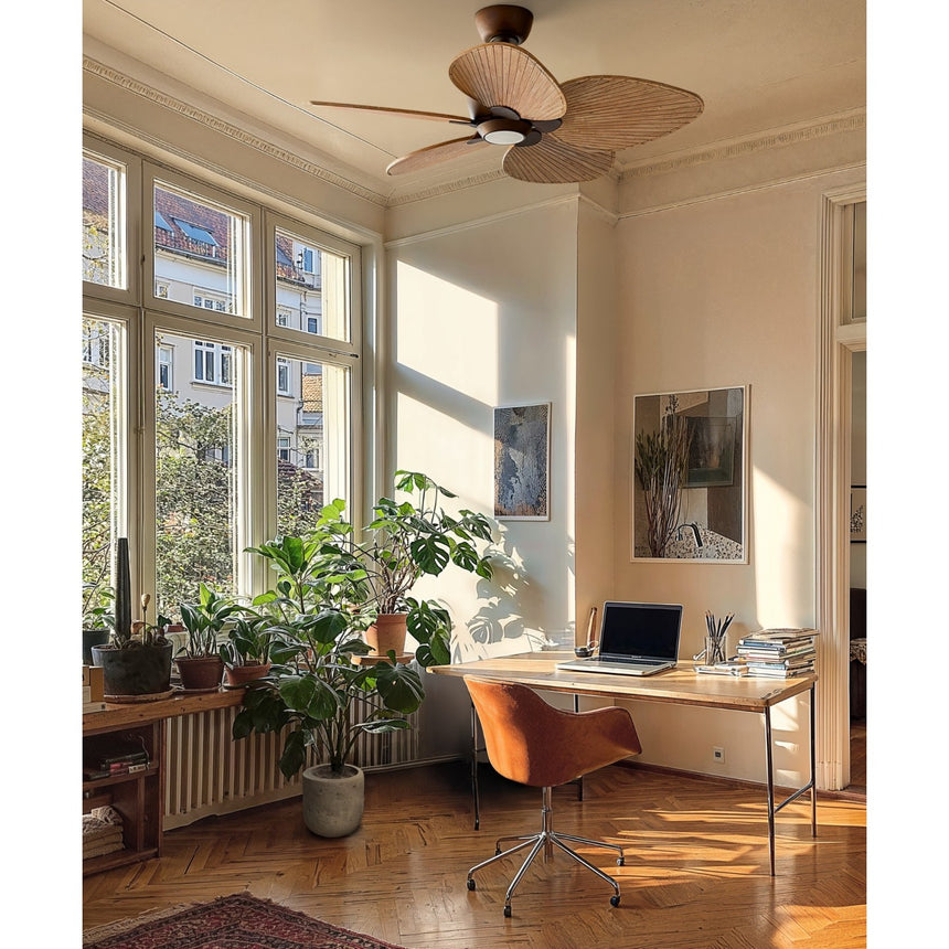 Ventilador de techo con luz Sulion Alma 100cm LED marrón óxido y madera media motor DC — vista 2