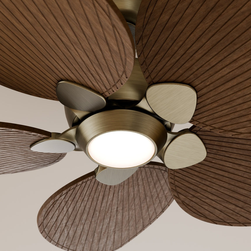 Ventilador de techo con luz Sulion Alma 132cm LED latón y madera oscura motor DC CCT — vista 3