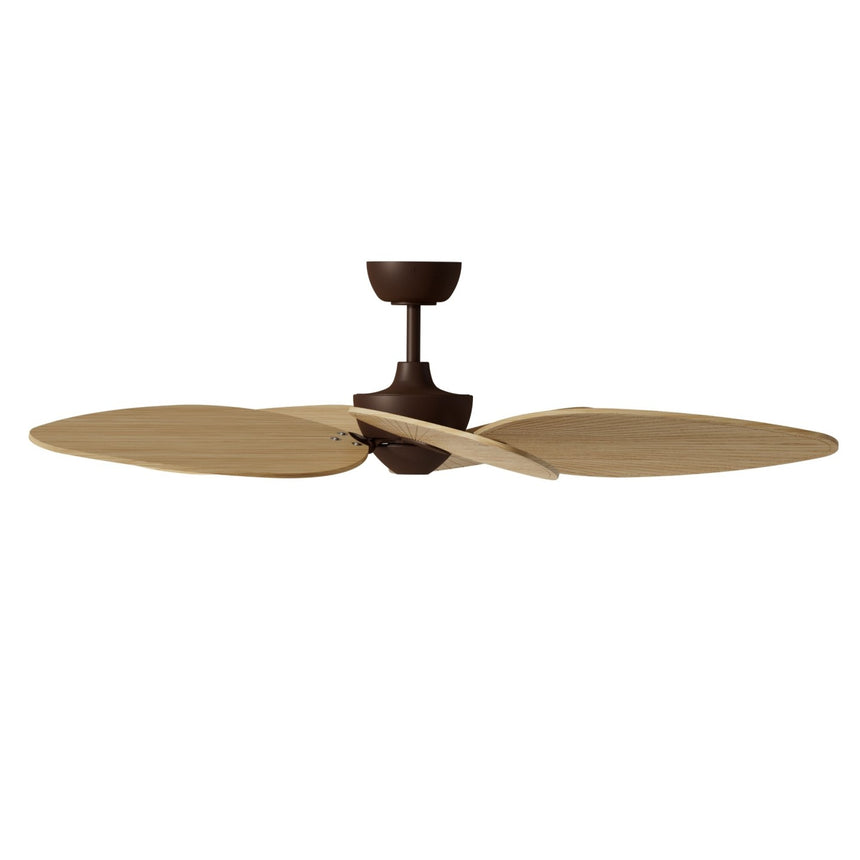 Ventilador de techo con luz Sulion Alma 132cm LED marrón óxido y madera clara motor DC — vista 4